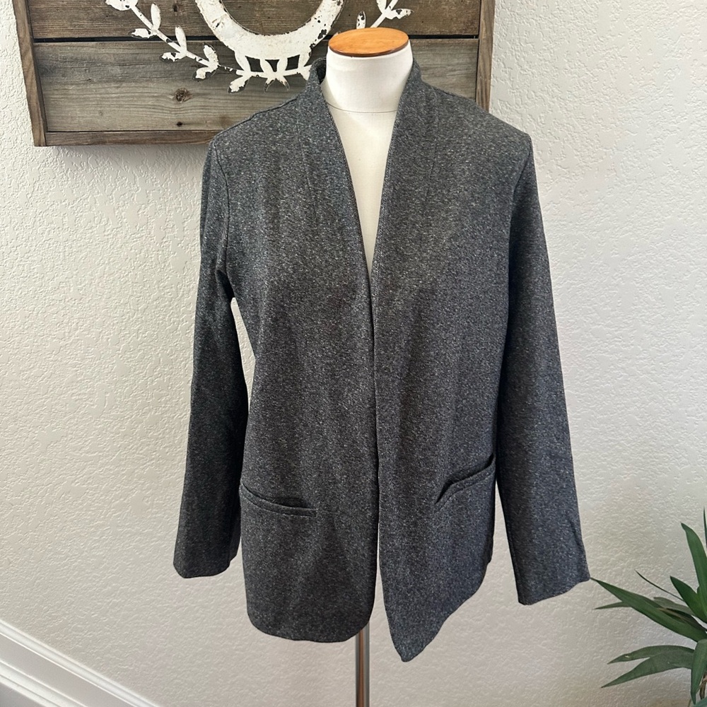 Eileen Fisher Tweedy Organic Cotton Knit‎ Women's Gray Jacket Blazer M NWT